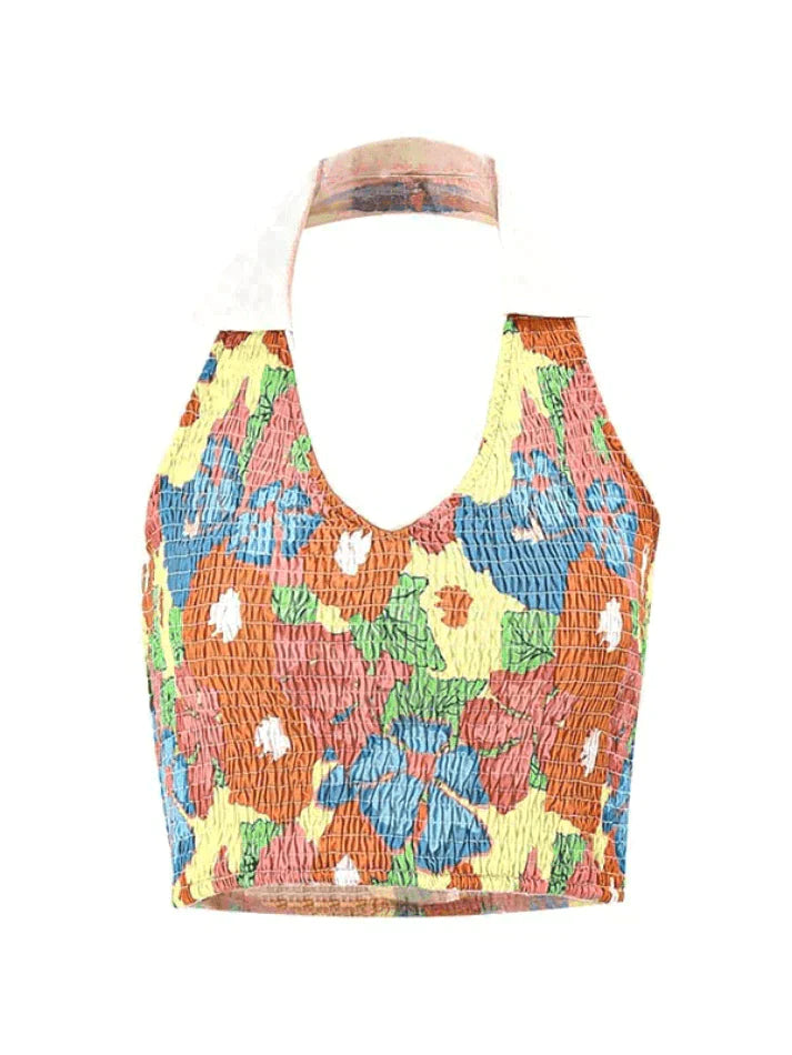 Style Core Aesthetics, New Style Trends - Smocked Halter Cropped Tank Top Style Core Aesthetics, New Style Trends - Smocked Halter Cropped Tank Top