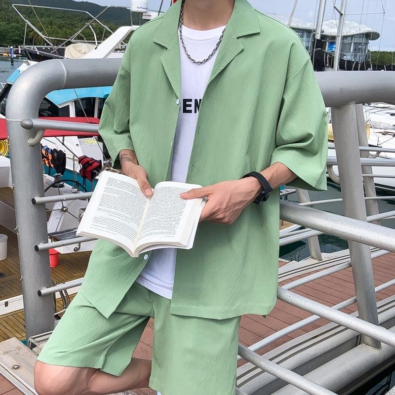 Style Core Aesthetics, New Style Trends - Soft Boy Shirt and Shorts Two Piece Set Style Core Aesthetics, New Style Trends - Soft Boy Shirt and Shorts Two Piece Set