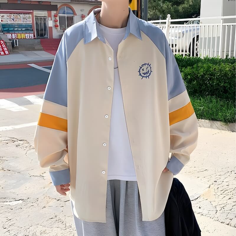 Style Core Aesthetics, New Style Trends - Soft Boy Smiley Pastel Shirt Style Core Aesthetics, New Style Trends - Soft Boy Smiley Pastel Shirt