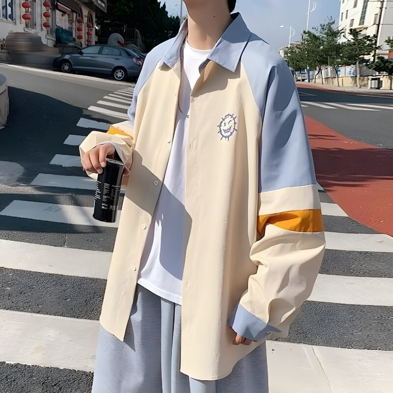 Style Core Aesthetics, New Style Trends - Soft Boy Smiley Pastel Shirt Style Core Aesthetics, New Style Trends - Soft Boy Smiley Pastel Shirt