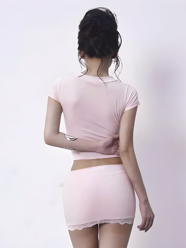 Style Core Aesthetics, New Style Trends - Soft Coquette Bow Two Piece Set Style Core Aesthetics, New Style Trends - Soft Coquette Bow Two Piece Set