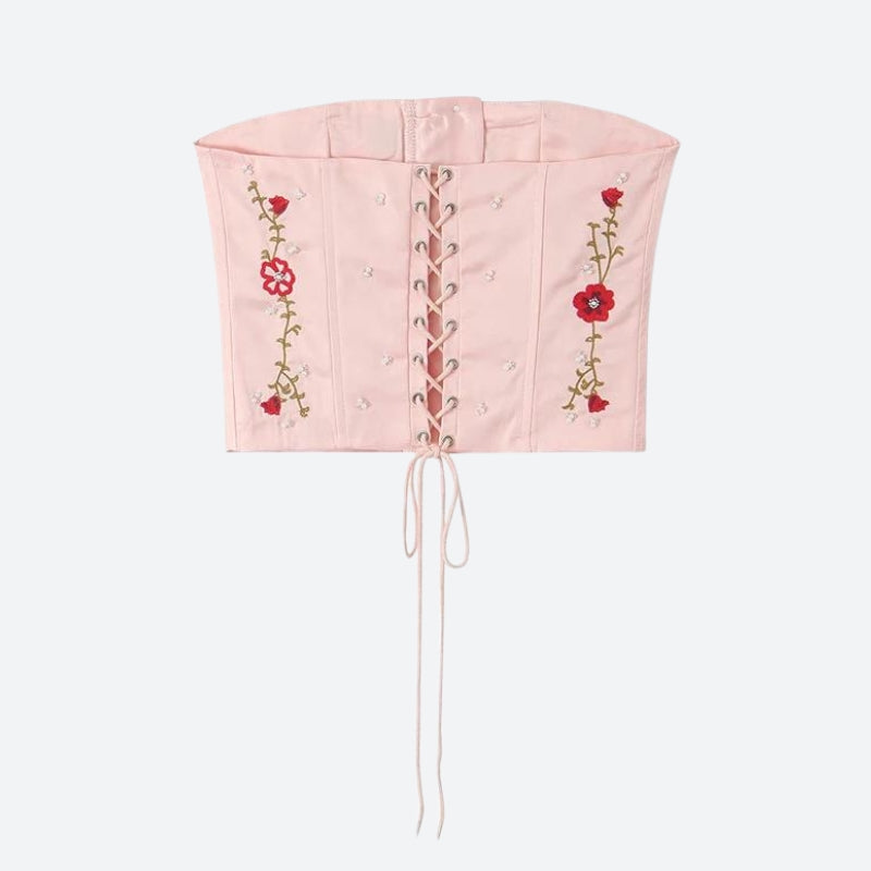 Style Core Aesthetics, New Style Trends - Soft Girl Embroidered Beaded Corset Top Style Core Aesthetics, New Style Trends - Soft Girl Embroidered Beaded Corset Top