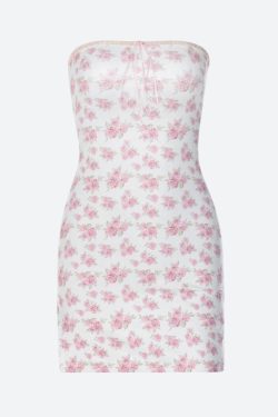 Style Core Aesthetics, New Style Trends - Soft Girl Floral Tube Mini Dress