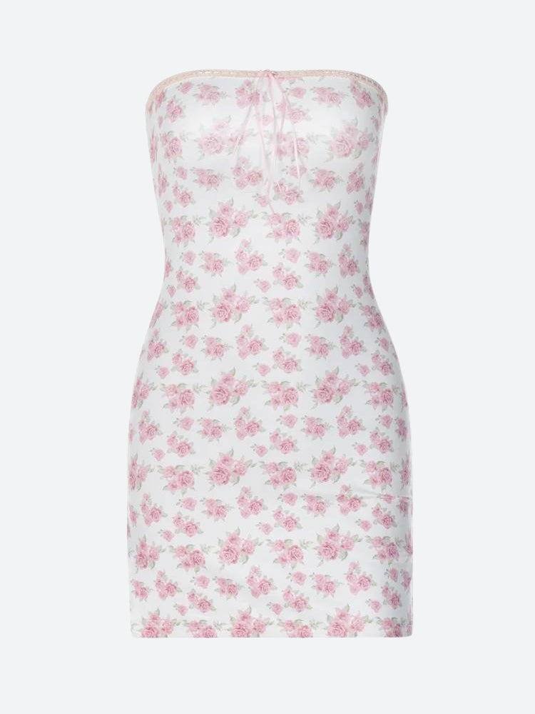 Style Core Aesthetics, New Style Trends - Soft Girl Floral Tube Mini Dress Style Core Aesthetics, New Style Trends - Soft Girl Floral Tube Mini Dress