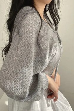 Style Core Aesthetics, New Style Trends - Soft Girl Lace Up Crop Cardigan