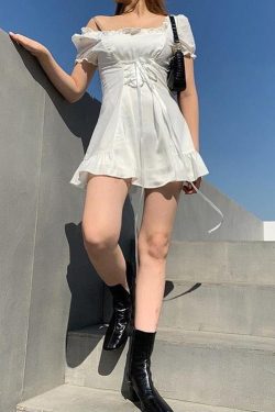 Style Core Aesthetics, New Style Trends - Soft Girl Lace Up Mini Dress