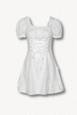 Style Core Aesthetics, New Style Trends - Soft Girl Lace Up Mini Dress