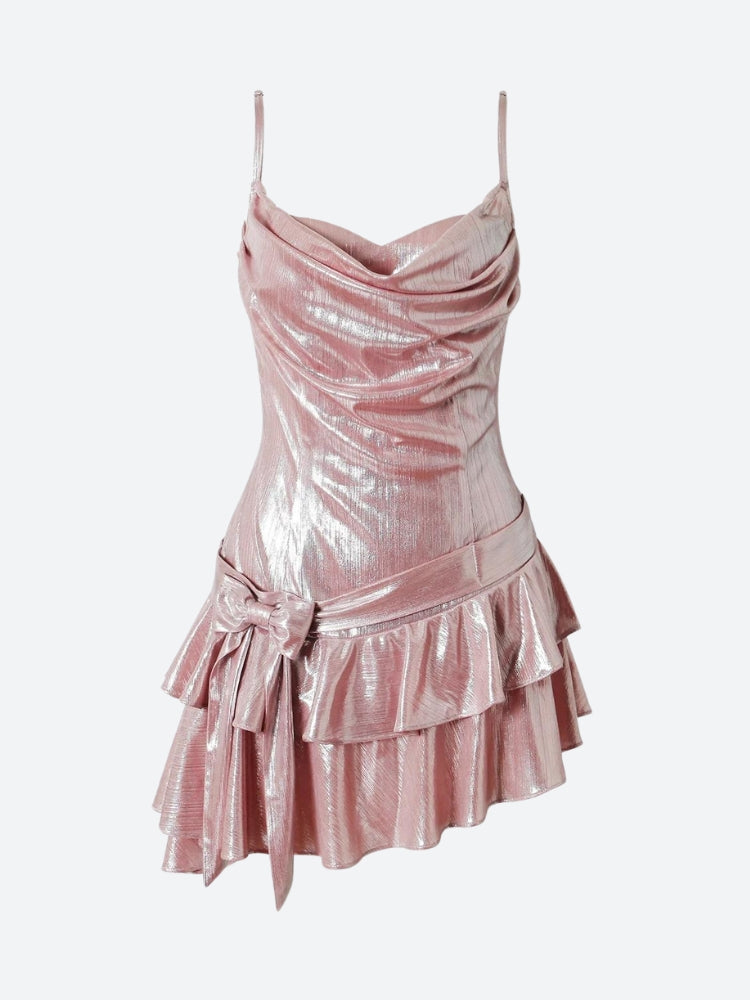 Style Core Aesthetics, New Style Trends - Soft Girl Metallic Mini Dress Style Core Aesthetics, New Style Trends - Soft Girl Metallic Mini Dress