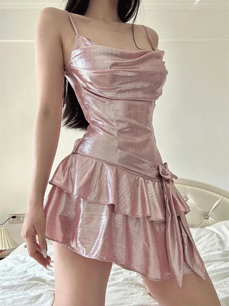 Style Core Aesthetics, New Style Trends - Soft Girl Metallic Mini Dress Style Core Aesthetics, New Style Trends - Soft Girl Metallic Mini Dress