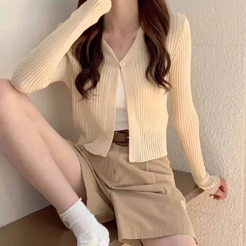 Style Core Aesthetics, New Style Trends - Soft Girl One Button Cardigan Style Core Aesthetics, New Style Trends - Soft Girl One Button Cardigan