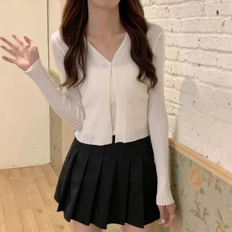 Style Core Aesthetics, New Style Trends - Soft Girl One Button Cardigan Style Core Aesthetics, New Style Trends - Soft Girl One Button Cardigan