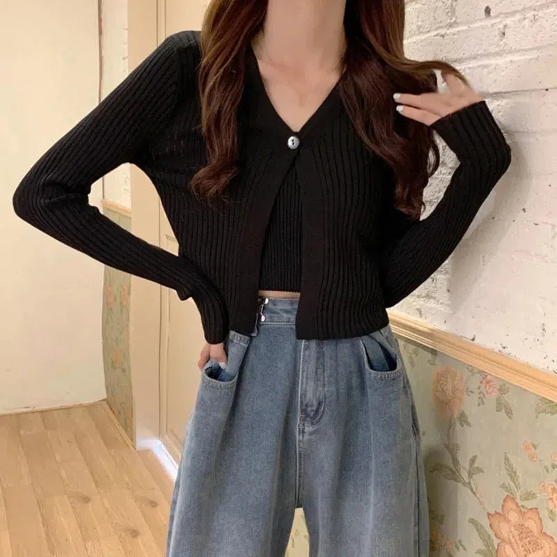 Style Core Aesthetics, New Style Trends - Soft Girl One Button Cardigan Style Core Aesthetics, New Style Trends - Soft Girl One Button Cardigan