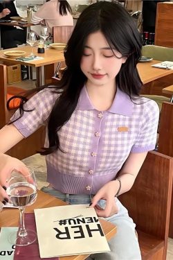 Style Core Aesthetics, New Style Trends - Soft Girl Plaid Crop Cardigan