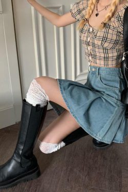 Style Core Aesthetics, New Style Trends - Soft Girl Pleated Denim Mini Skirt