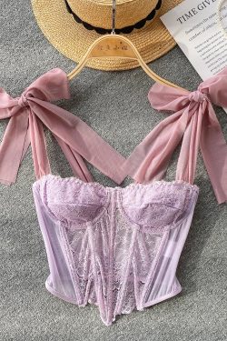 Style Core Aesthetics, New Style Trends - Soft Girl Sheer Lace Corset Top