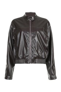 Style Core Aesthetics, New Style Trends - Solid Collar Neck Leather Motorcycle Jacket