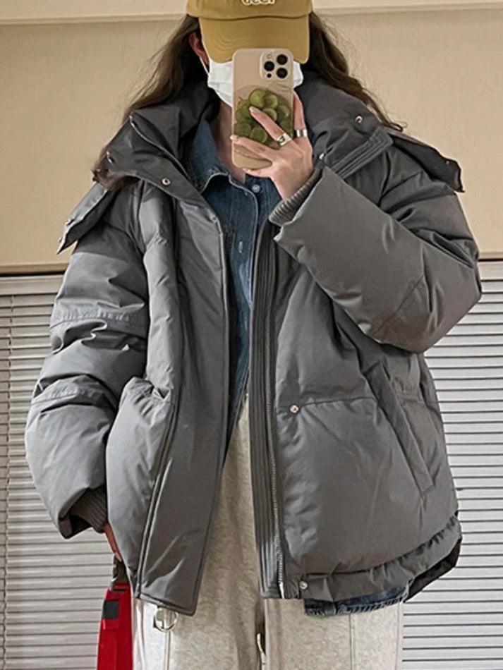 Style Core Aesthetics, New Style Trends - Solid Heart Embellished Hooded Puffer Jacket Style Core Aesthetics, New Style Trends - Solid Heart Embellished Hooded Puffer Jacket