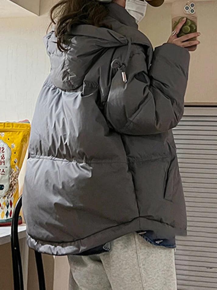 Style Core Aesthetics, New Style Trends - Solid Heart Embellished Hooded Puffer Jacket Style Core Aesthetics, New Style Trends - Solid Heart Embellished Hooded Puffer Jacket