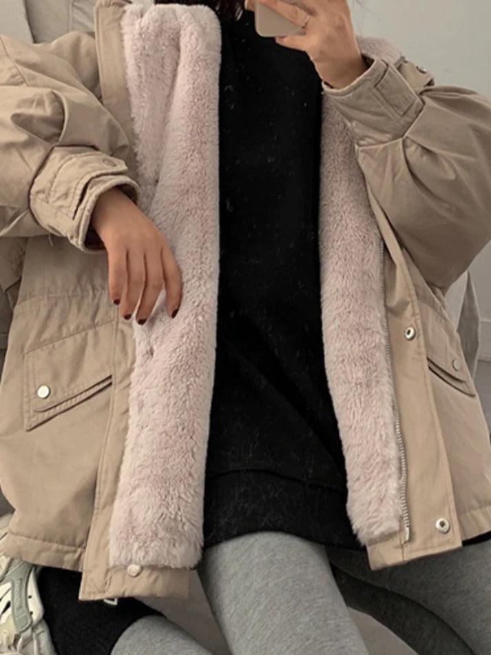 Style Core Aesthetics, New Style Trends - Solid Hooded Drawstring Flap Detail Jacket Style Core Aesthetics, New Style Trends - Solid Hooded Drawstring Flap Detail Jacket