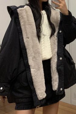 Style Core Aesthetics, New Style Trends - Solid Hooded Drawstring Flap Detail Jacket