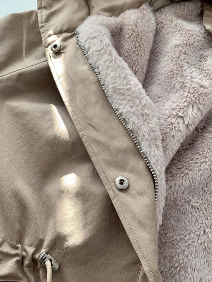 Style Core Aesthetics, New Style Trends - Solid Hooded Drawstring Flap Detail Jacket Style Core Aesthetics, New Style Trends - Solid Hooded Drawstring Flap Detail Jacket