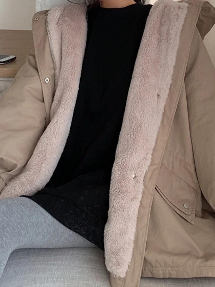 Style Core Aesthetics, New Style Trends - Solid Hooded Drawstring Flap Detail Jacket Style Core Aesthetics, New Style Trends - Solid Hooded Drawstring Flap Detail Jacket