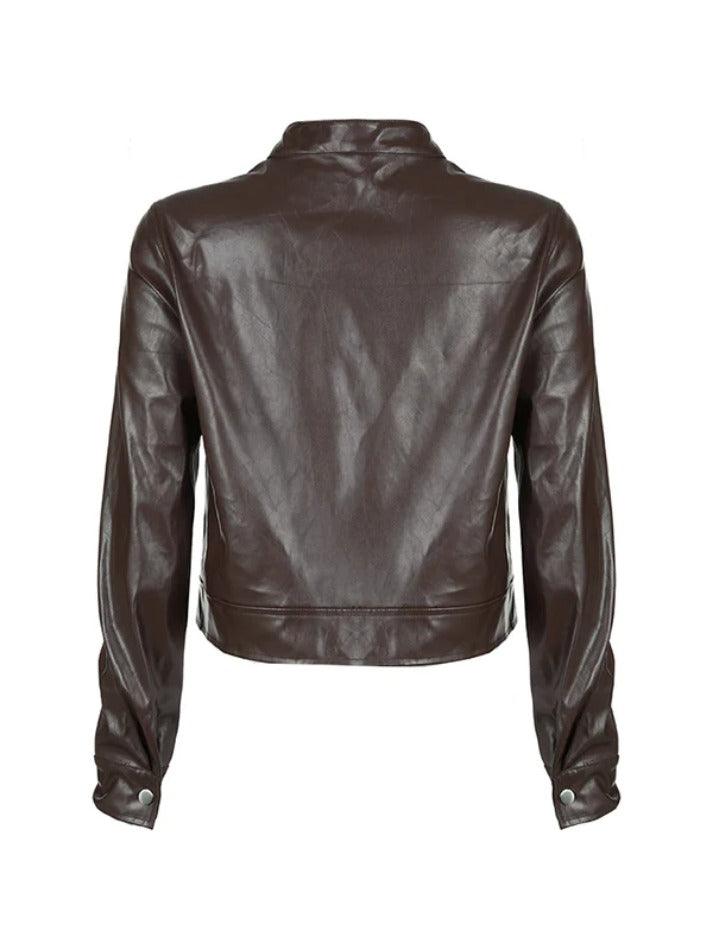 Style Core Aesthetics, New Style Trends - Solid Zip Up Leather Jacket Style Core Aesthetics, New Style Trends - Solid Zip Up Leather Jacket