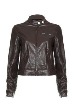 Style Core Aesthetics, New Style Trends - Solid Zip Up Leather Jacket