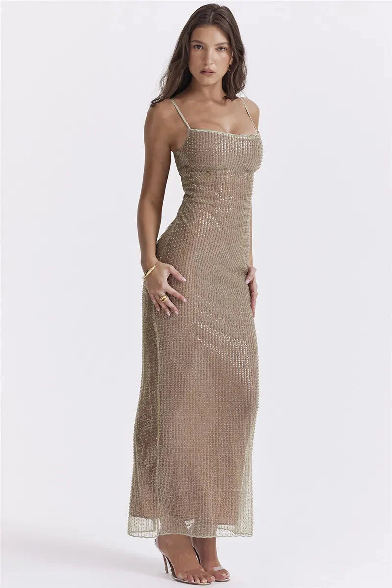 Style Core Aesthetics, New Style Trends - Sparkle Sequined Fit Maxi Dress