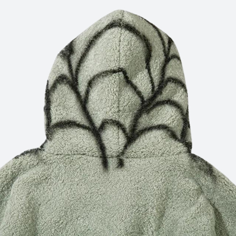 Style Core Aesthetics, New Style Trends - Spider Full Zip-Up Teddy Hoodie Jacket Style Core Aesthetics, New Style Trends - Spider Full Zip-Up Teddy Hoodie Jacket