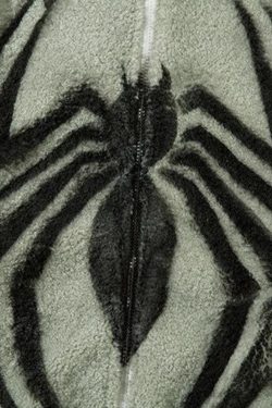 Style Core Aesthetics, New Style Trends - Spider Full Zip-Up Teddy Hoodie Jacket