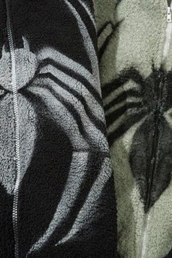 Style Core Aesthetics, New Style Trends - Spider Full Zip-Up Teddy Hoodie Jacket