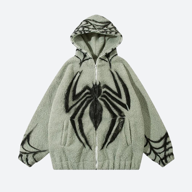 Style Core Aesthetics, New Style Trends - Spider Full Zip-Up Teddy Hoodie Jacket Style Core Aesthetics, New Style Trends - Spider Full Zip-Up Teddy Hoodie Jacket