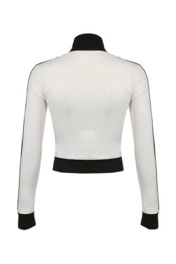 Style Core Aesthetics, New Style Trends - Sporty Contrast Color Collar Neck Thin Jacket