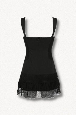 Style Core Aesthetics, New Style Trends - Square Neck Lace Mini Dress