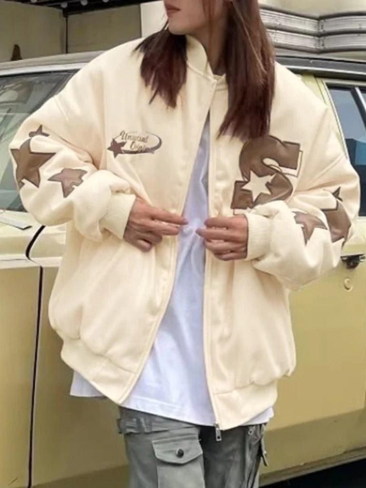 Style Core Aesthetics, New Style Trends - Street Embroidery Print Loose Baseball Jacket Style Core Aesthetics, New Style Trends - Street Embroidery Print Loose Baseball Jacket