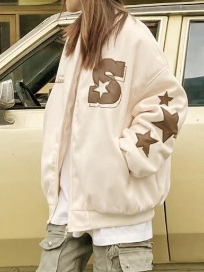 Style Core Aesthetics, New Style Trends - Street Embroidery Print Loose Baseball Jacket Style Core Aesthetics, New Style Trends - Street Embroidery Print Loose Baseball Jacket