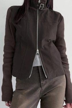 Style Core Aesthetics, New Style Trends - Street Metal Buckle High Neck Splice Cargo Jacket