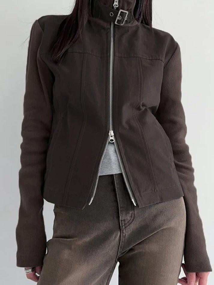 Style Core Aesthetics, New Style Trends - Street Metal Buckle High Neck Splice Cargo Jacket Style Core Aesthetics, New Style Trends - Street Metal Buckle High Neck Splice Cargo Jacket