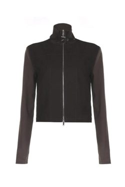 Style Core Aesthetics, New Style Trends - Street Metal Buckle High Neck Splice Cargo Jacket