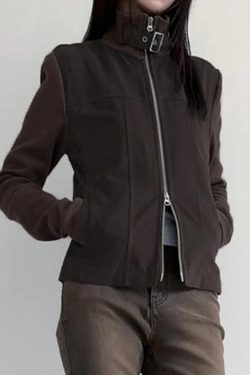 Style Core Aesthetics, New Style Trends - Street Metal Buckle High Neck Splice Cargo Jacket