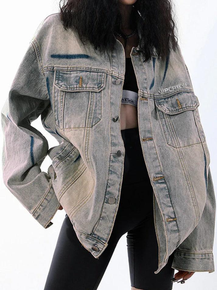 Style Core Aesthetics, New Style Trends - Street Washed Distressed Graffiti Jacket Style Core Aesthetics, New Style Trends - Street Washed Distressed Graffiti Jacket