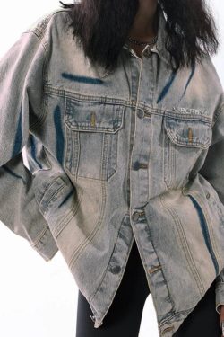 Style Core Aesthetics, New Style Trends - Street Washed Distressed Graffiti Jacket