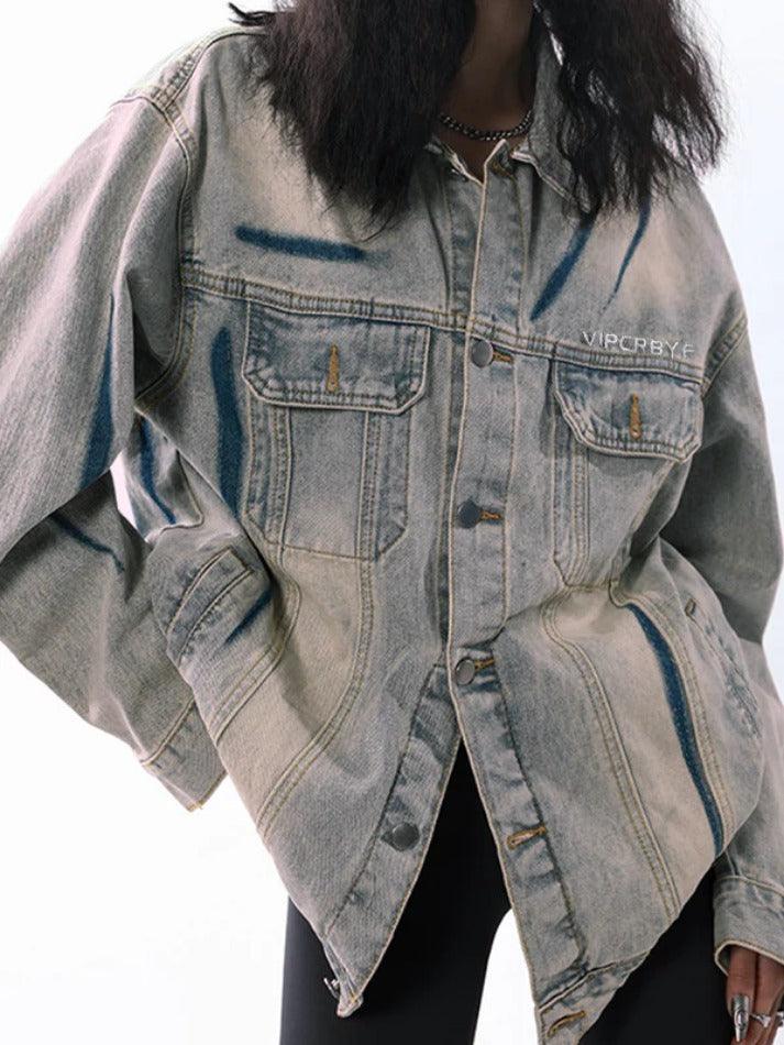 Style Core Aesthetics, New Style Trends - Street Washed Distressed Graffiti Jacket Style Core Aesthetics, New Style Trends - Street Washed Distressed Graffiti Jacket