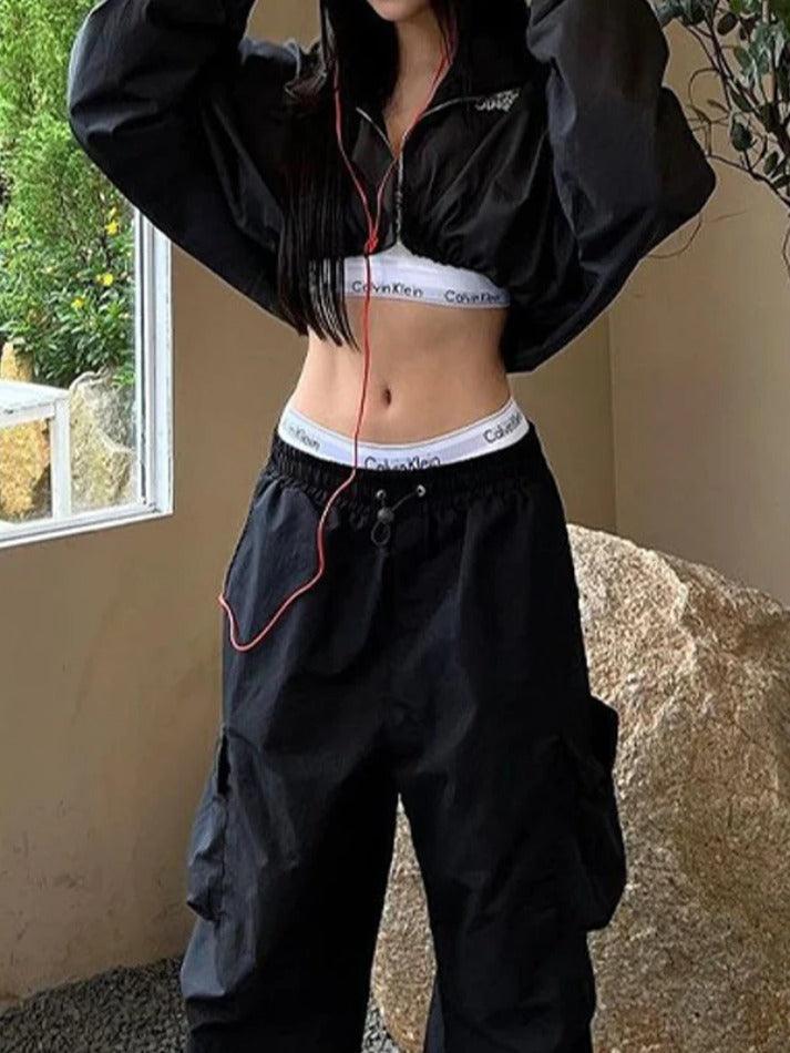 Style Core Aesthetics, New Style Trends - Stretchy Hem Zip Up Lapel Neck Short Jacket Style Core Aesthetics, New Style Trends - Stretchy Hem Zip Up Lapel Neck Short Jacket