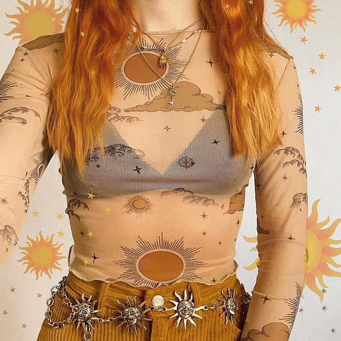 Style Core Aesthetics, New Style Trends - Sun & Moon Mesh Top Style Core Aesthetics, New Style Trends - Sun & Moon Mesh Top