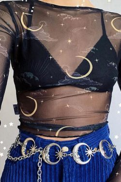Style Core Aesthetics, New Style Trends - Sun & Moon Mesh Top