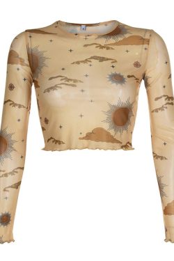 Style Core Aesthetics, New Style Trends - Sun & Moon Mesh Top