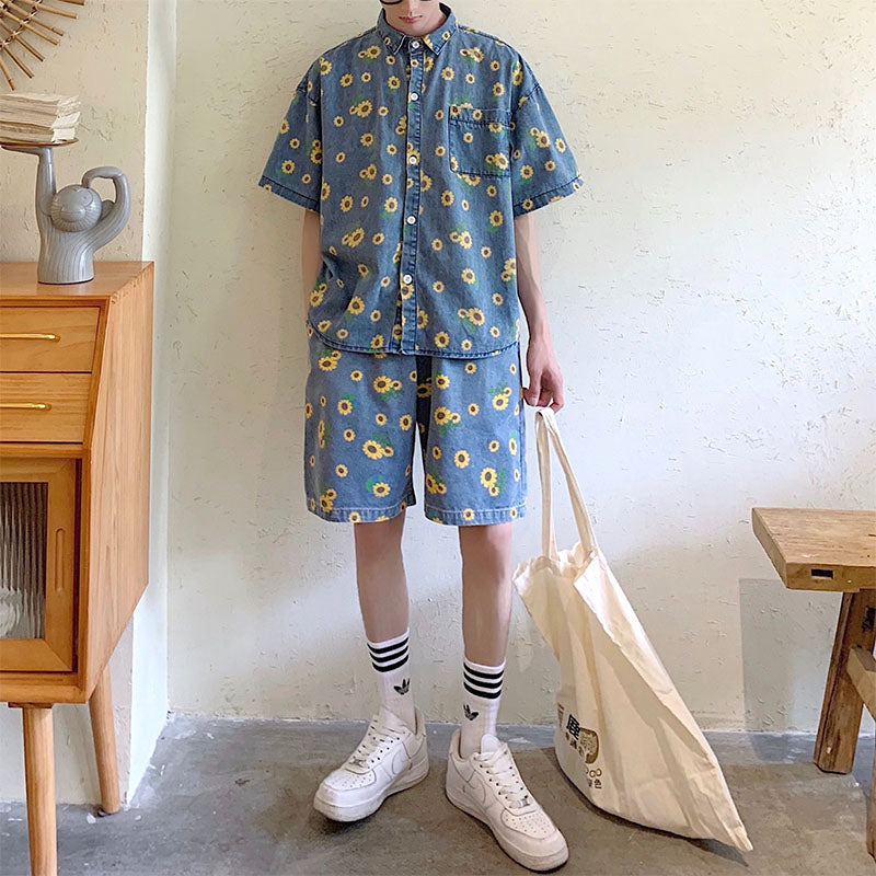 Style Core Aesthetics, New Style Trends - Sunflowers Denim Shirt Style Core Aesthetics, New Style Trends - Sunflowers Denim Shirt