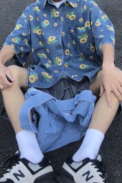 Style Core Aesthetics, New Style Trends - Sunflowers Denim Shirt